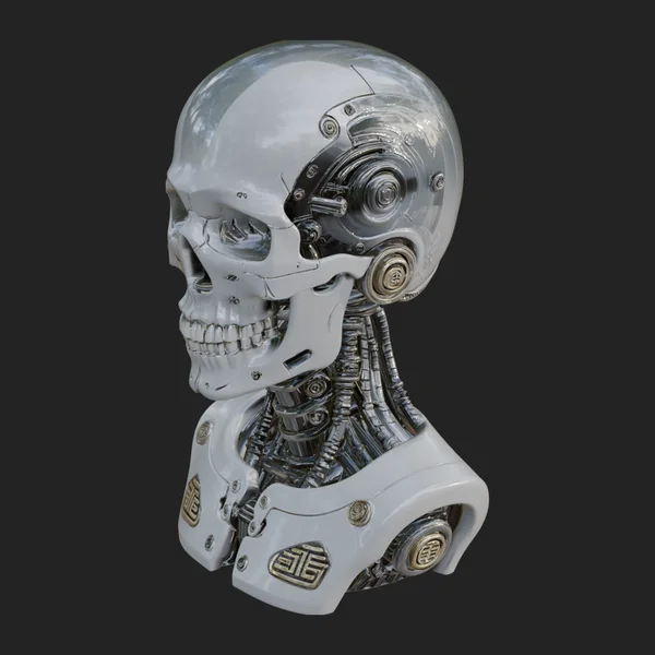 Cyborg Skull Bust Statue Design 1