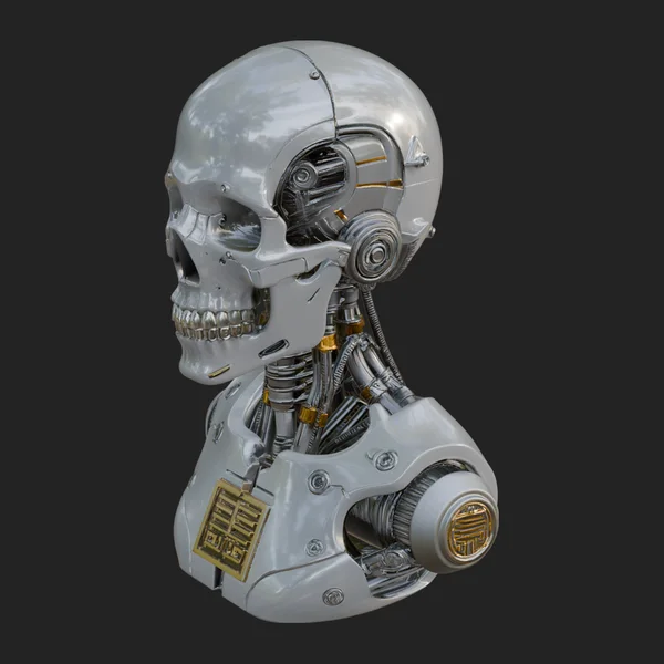 Cyborg Skull Bust Statue Design 3