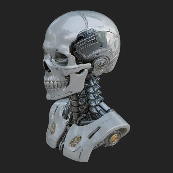 Cyborg Skull Bust Statue Design 4