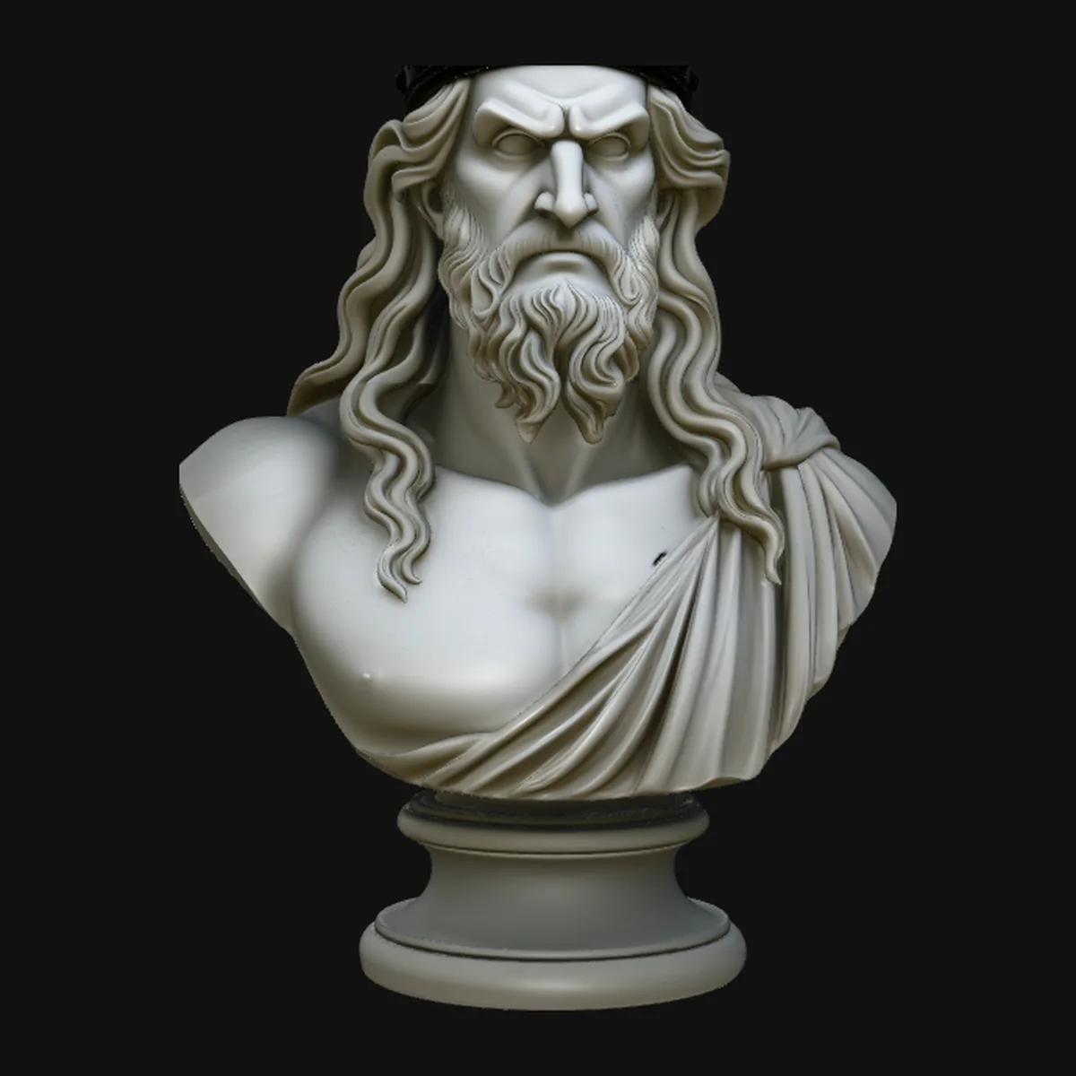 Dark Crowned King Bust Statue Design 1