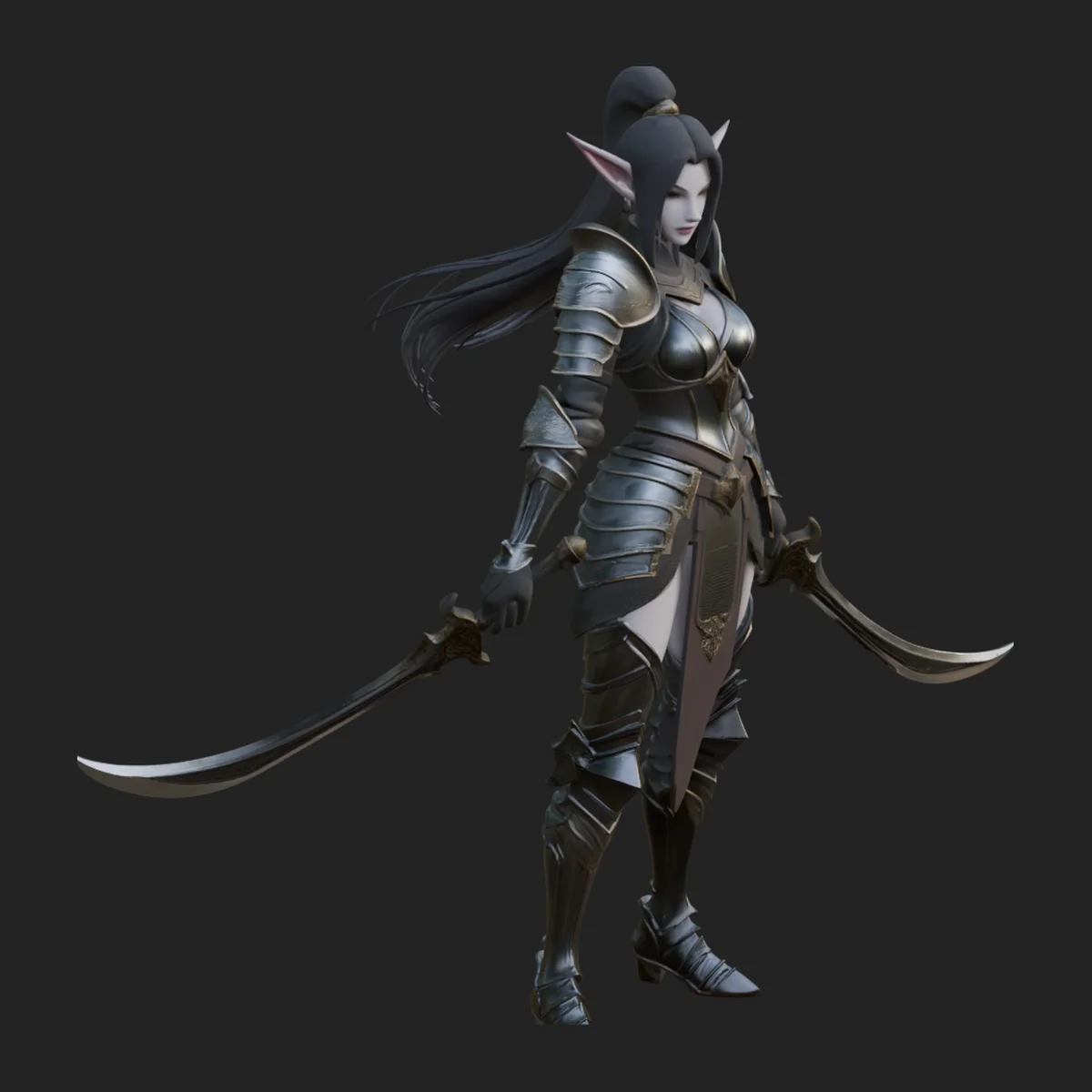 Dark Elf Warrior Woman Statue Design 1