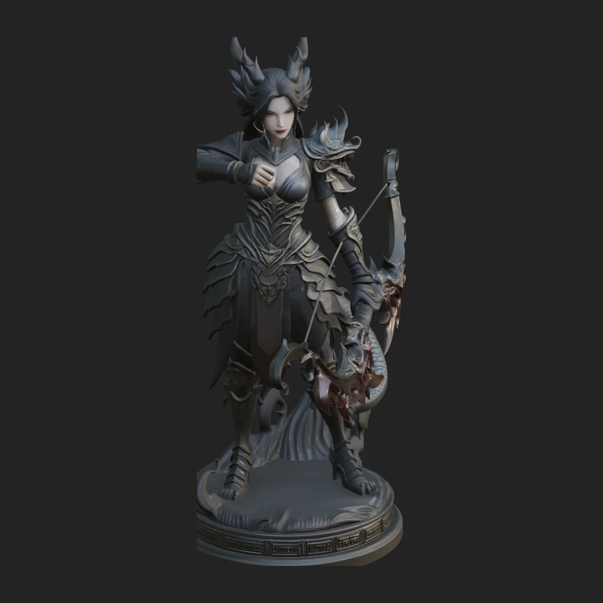 Dark Elf Warrior Woman Statue Design 3