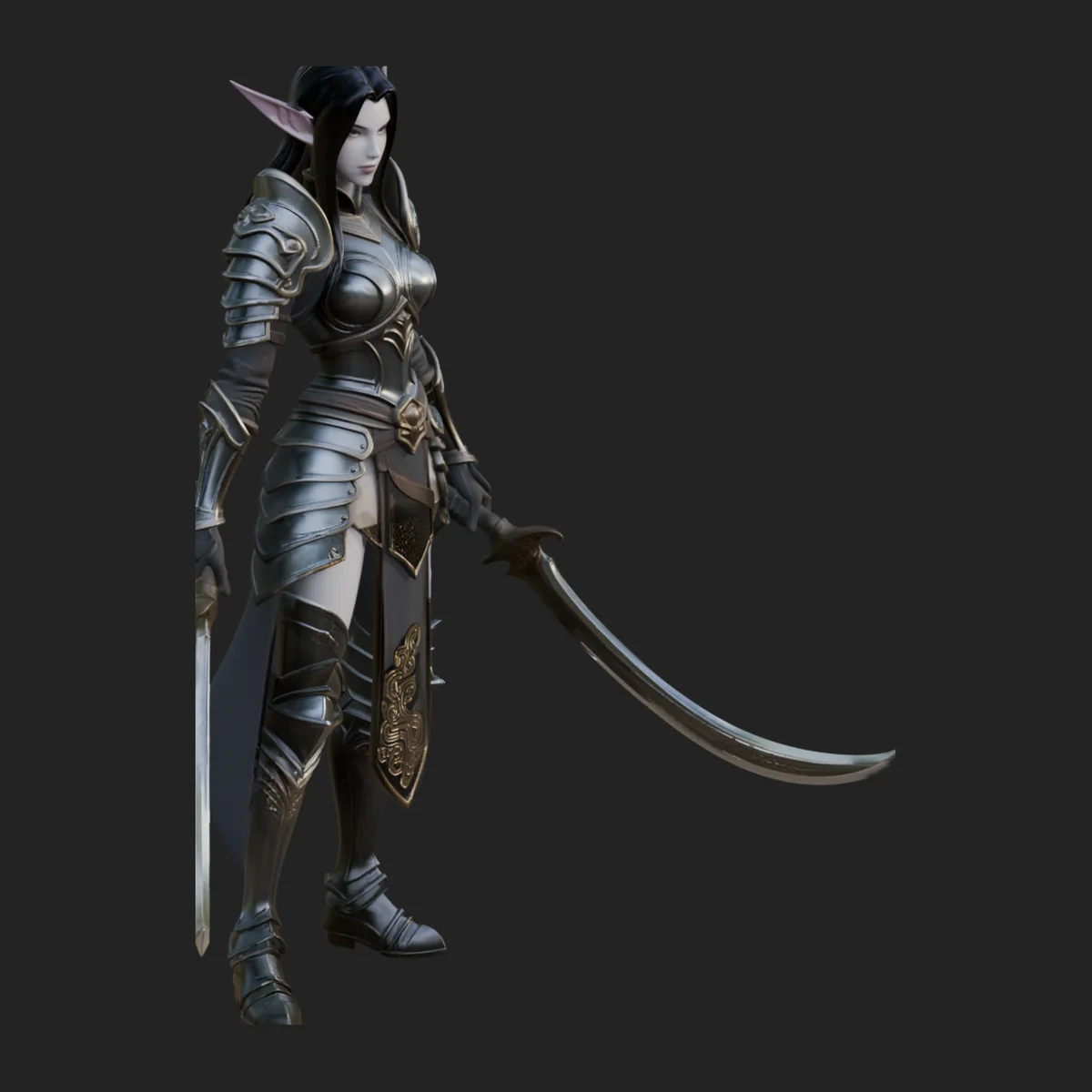 Dark Elf Warrior Woman Statue Design 5