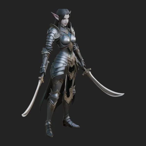 Dark Elf Warrior Woman Statue Design 6