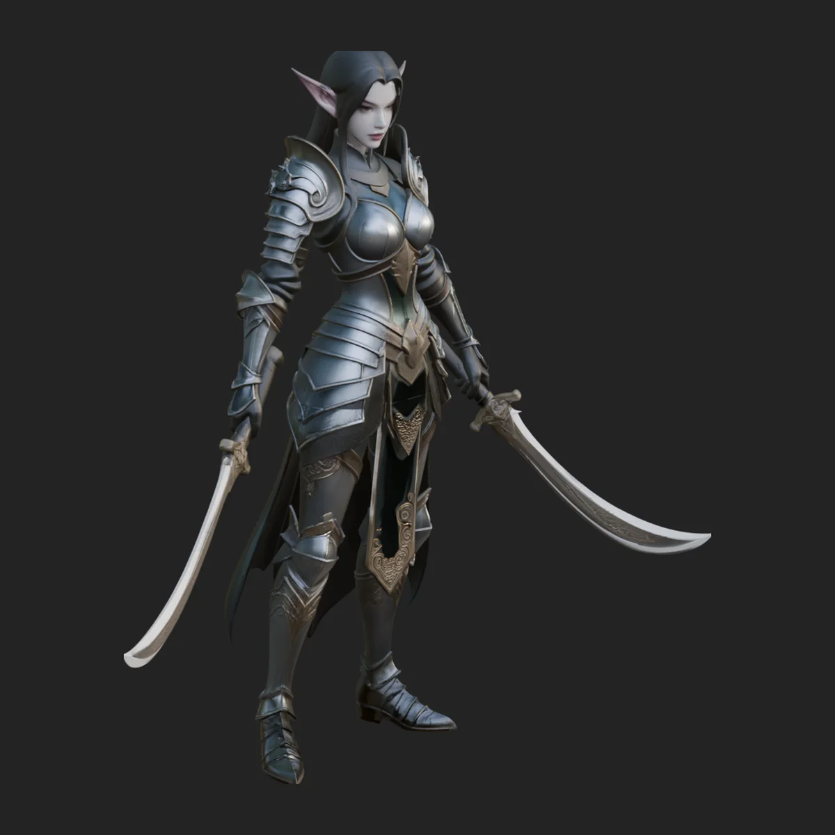 Dark Elf Warrior Woman Statue Design 6
