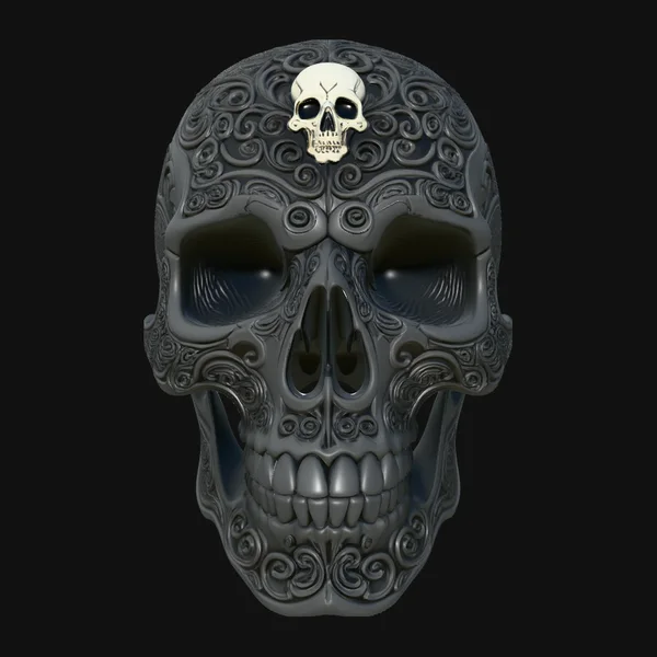 Dark Engraved Skull Statue Design 3