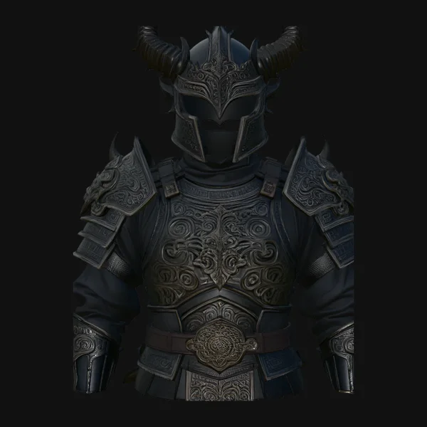 Dark Horned Knight Armor Bust Statue Design 1