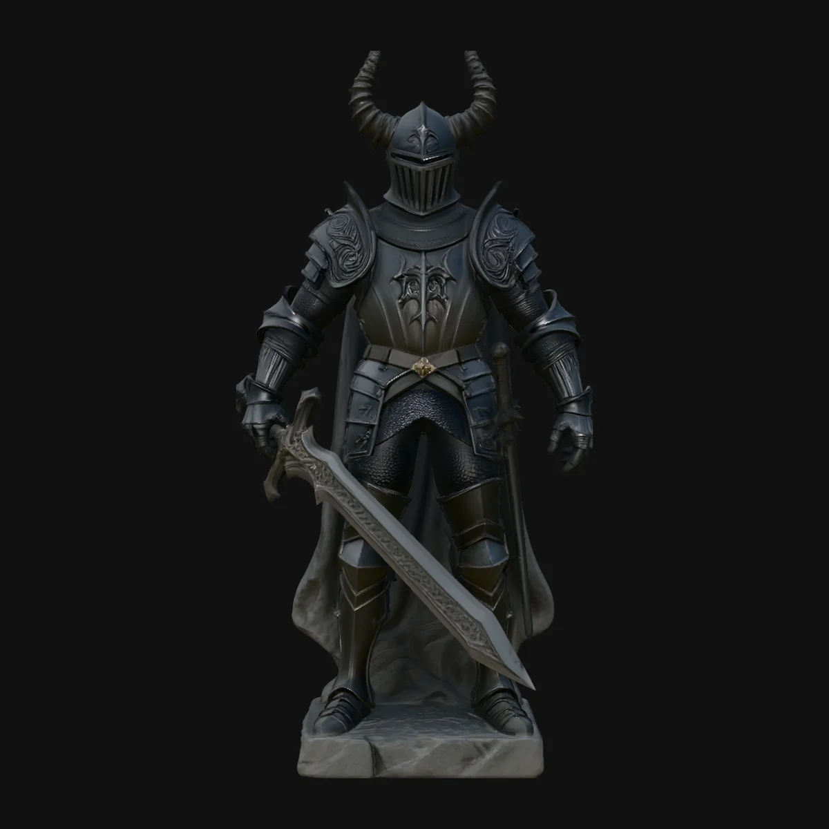Dark Horned Knight Statue Design 1
