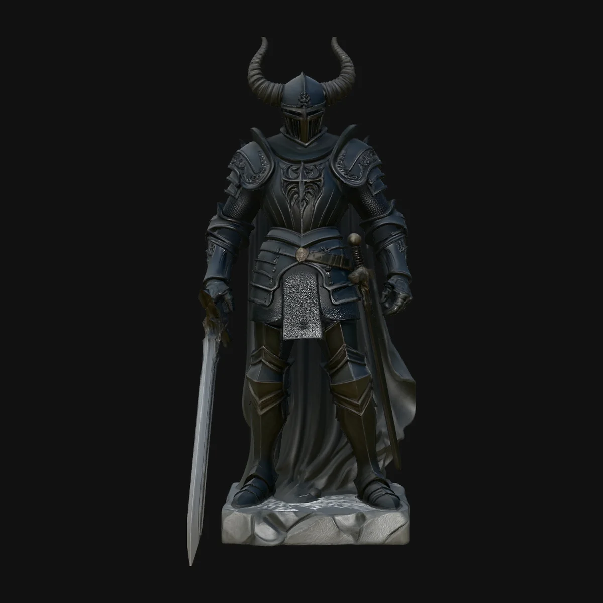 Dark Horned Knight Statue Design 3