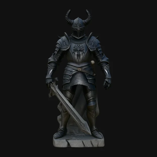 Dark Horned Knight Statue Design 4