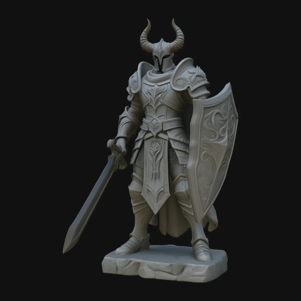 Dark Horned Knight Statue Design 5