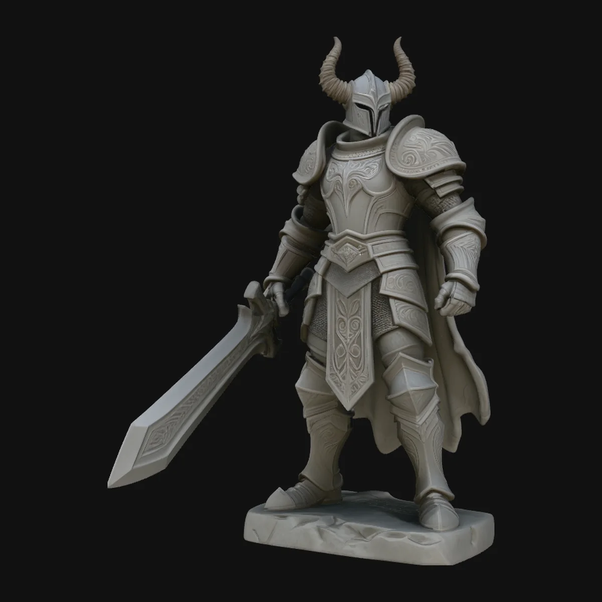 Dark Horned Knight Statue Design 6