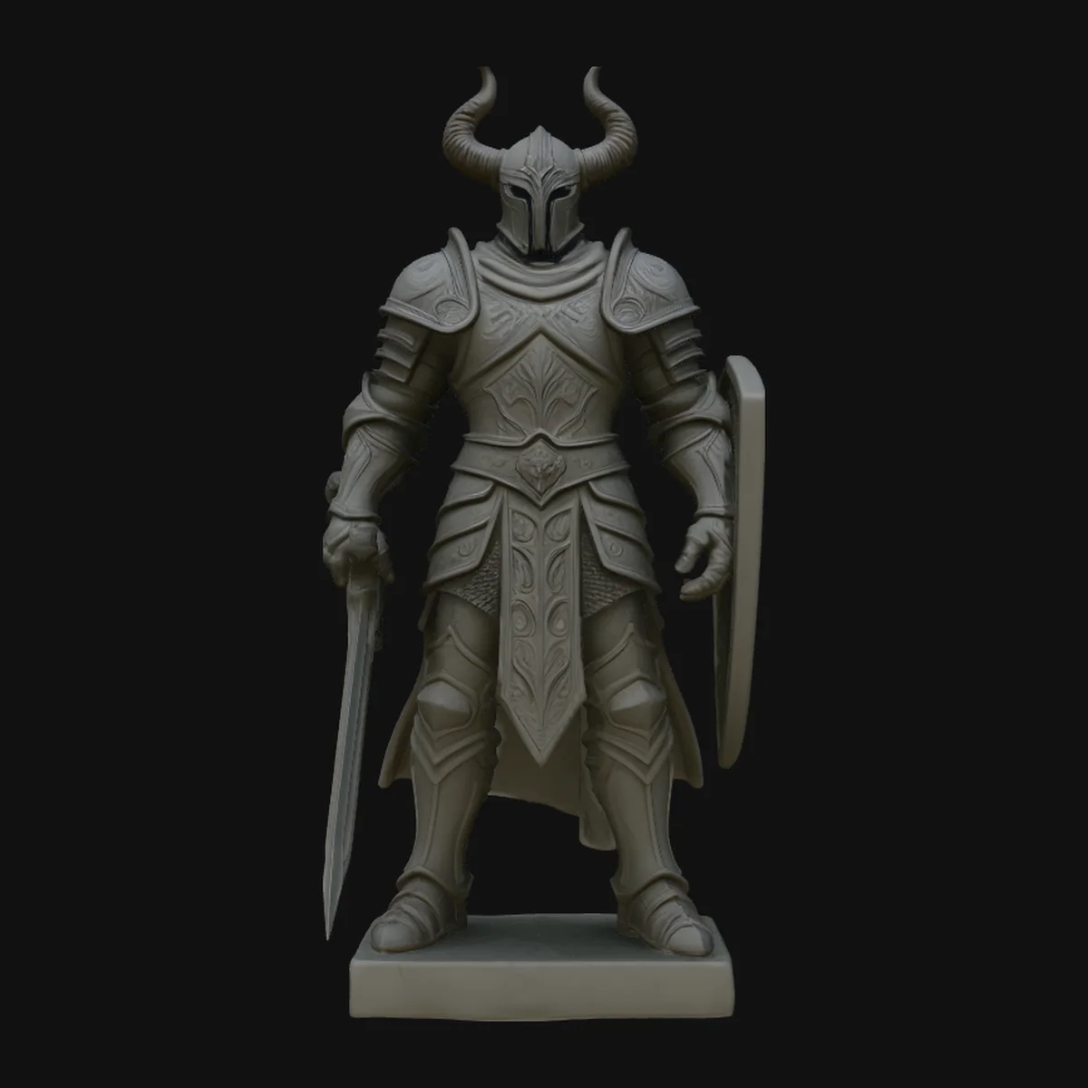 Dark Horned Knight Statue Design 7