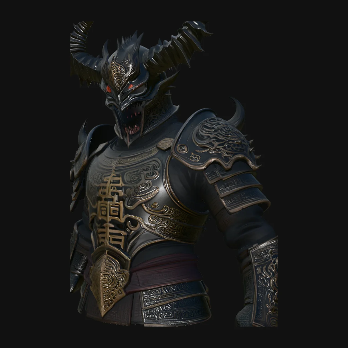 Demon Knight Armor Bust Statue Design 2