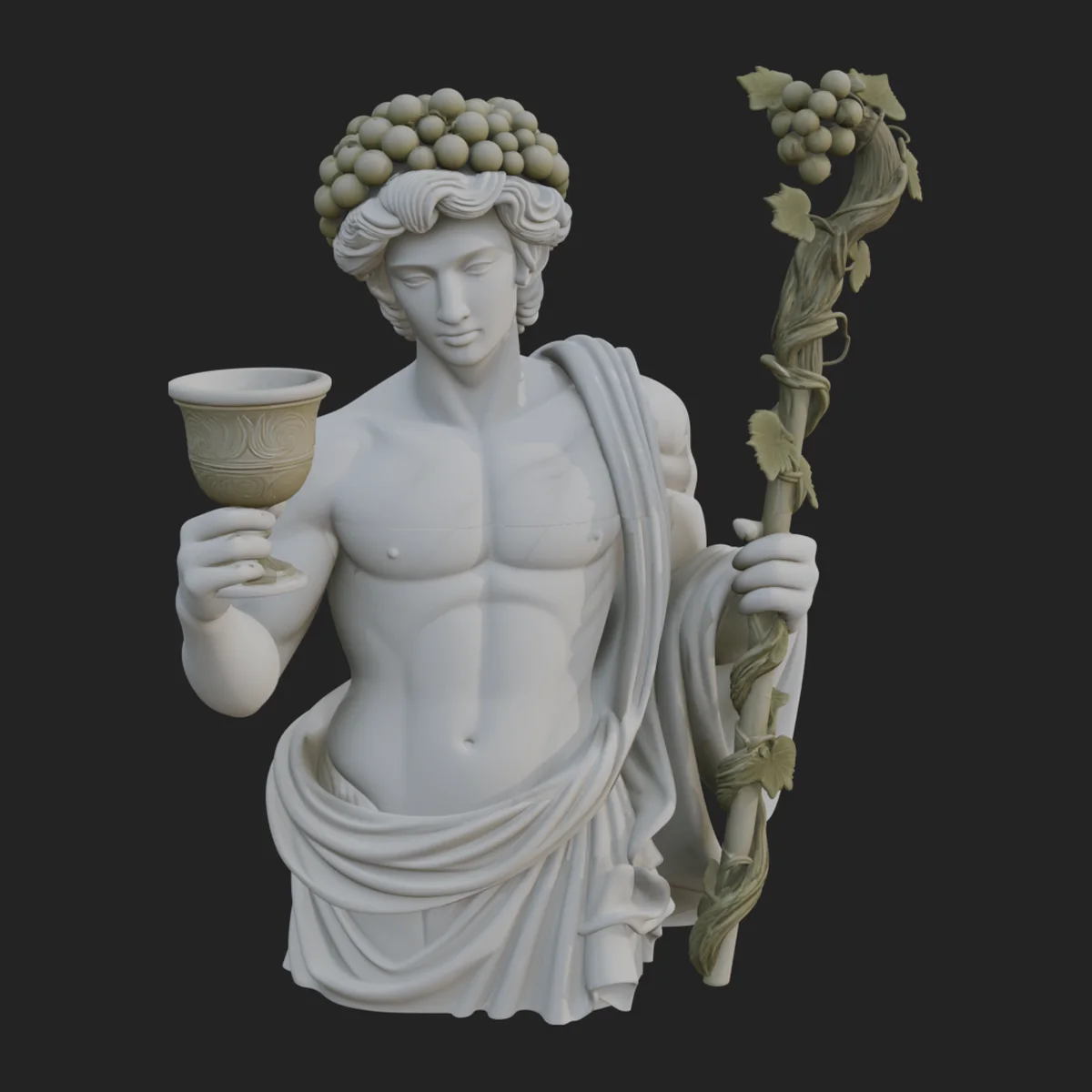 Dionysus with Wine Cup Statue Design 1