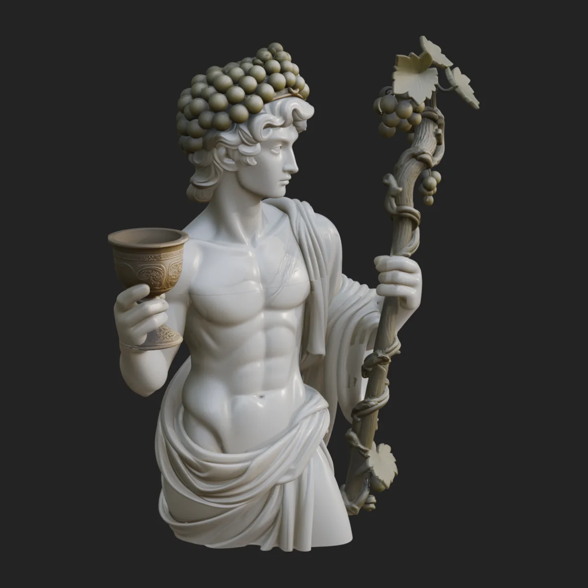 Dionysus with Wine Cup Statue Design 3