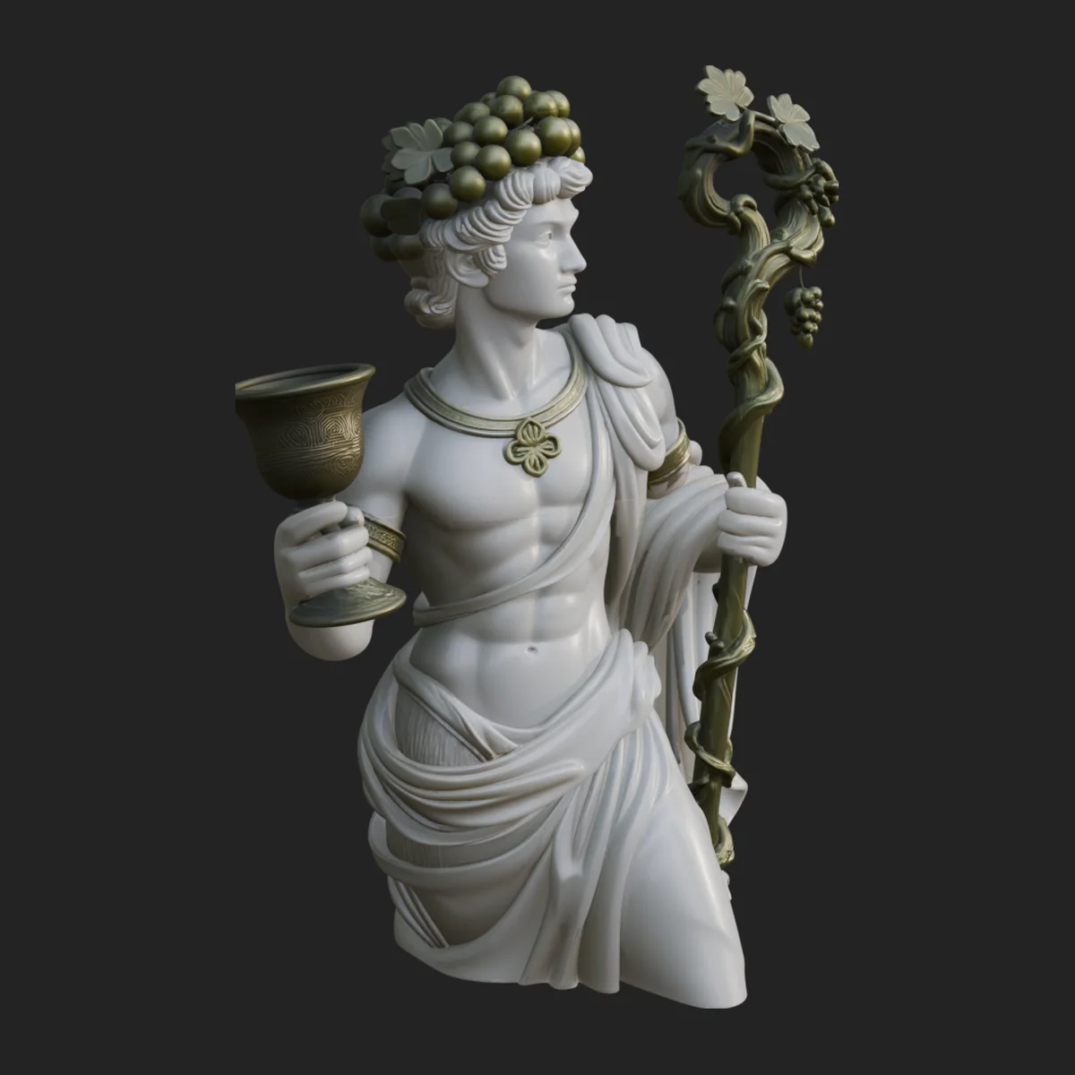 Dionysus with Wine Cup Statue Design 4