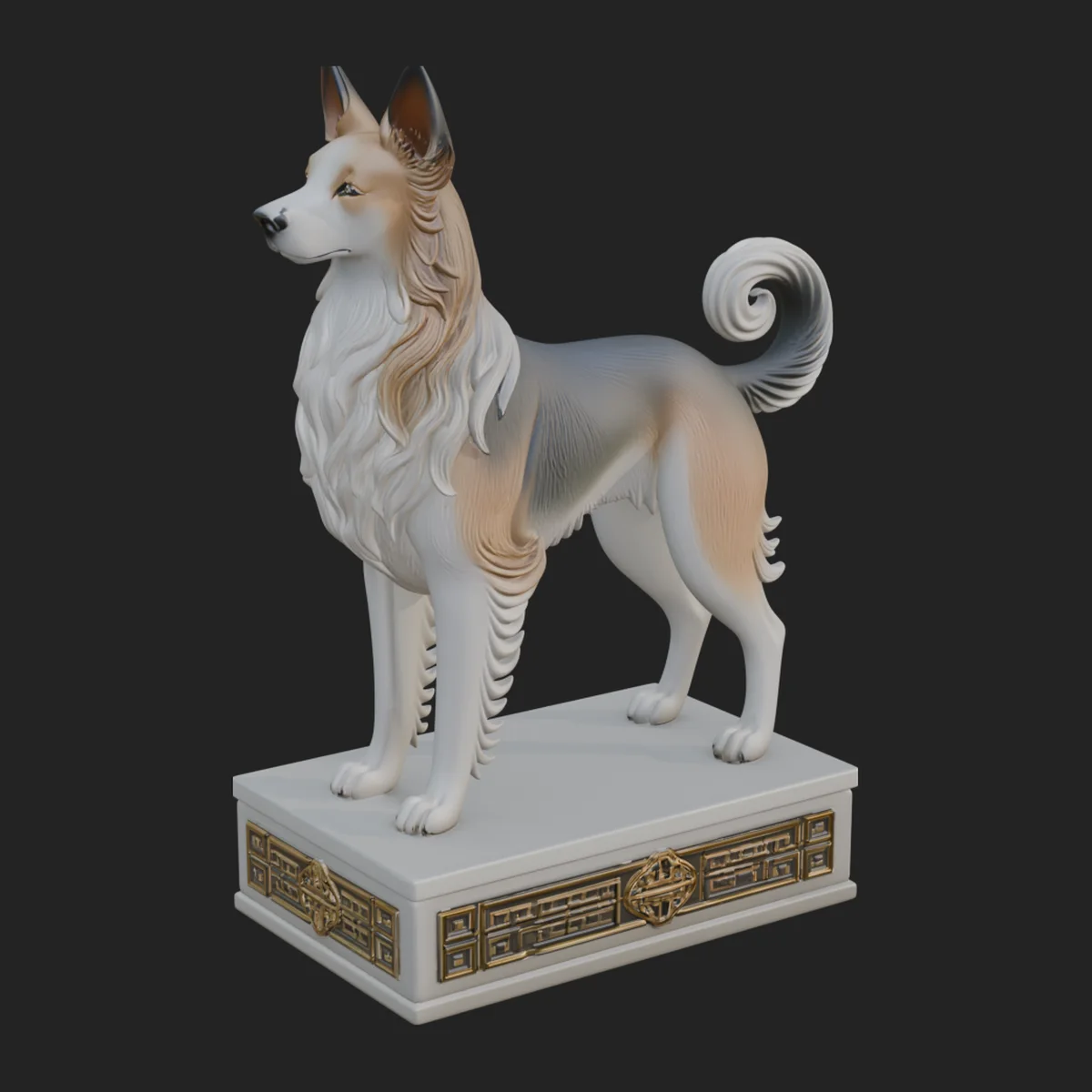 Dog on Pedestal Statue Design 1