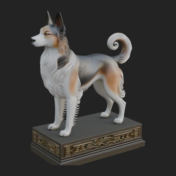 Dog on Pedestal Statue Design 2