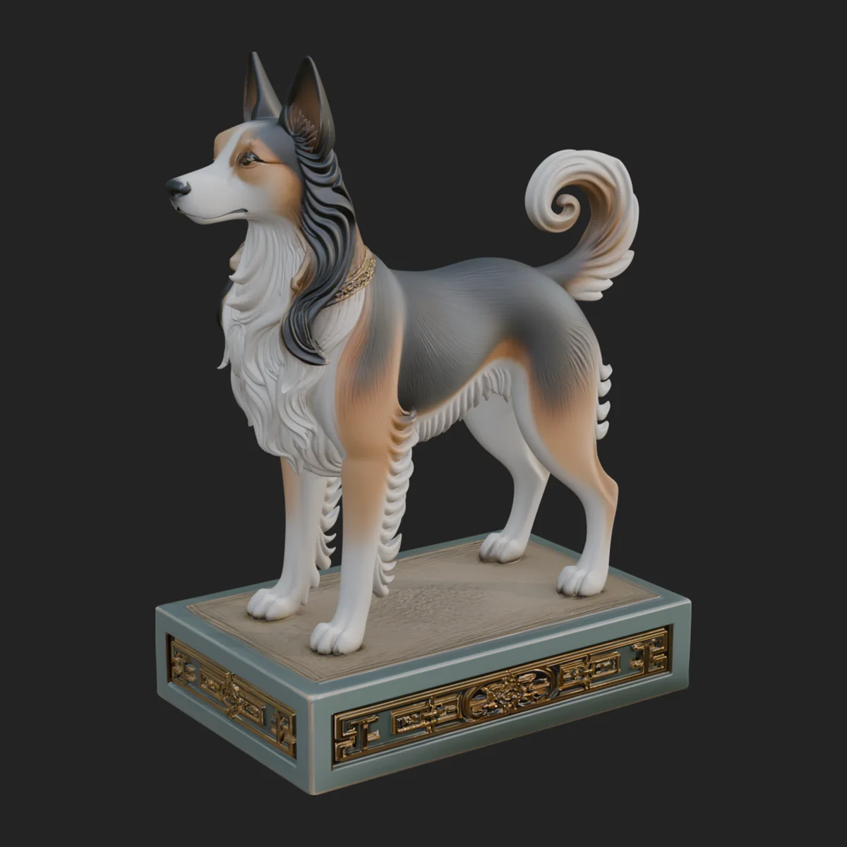 Dog on Pedestal Statue Design 3