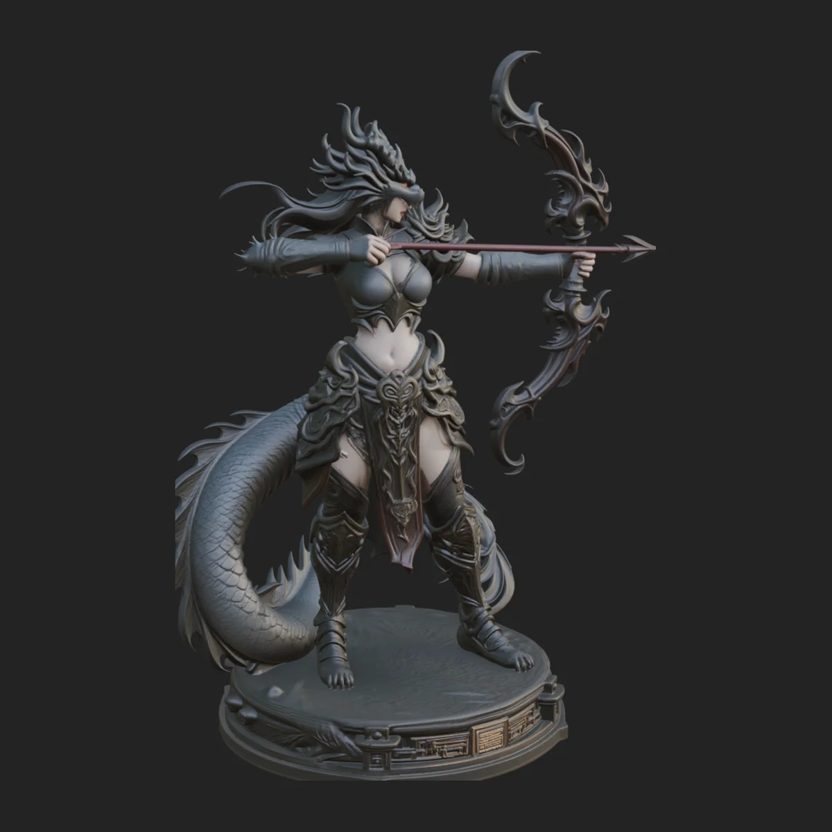 Dragon Archer Woman Statue Design 1