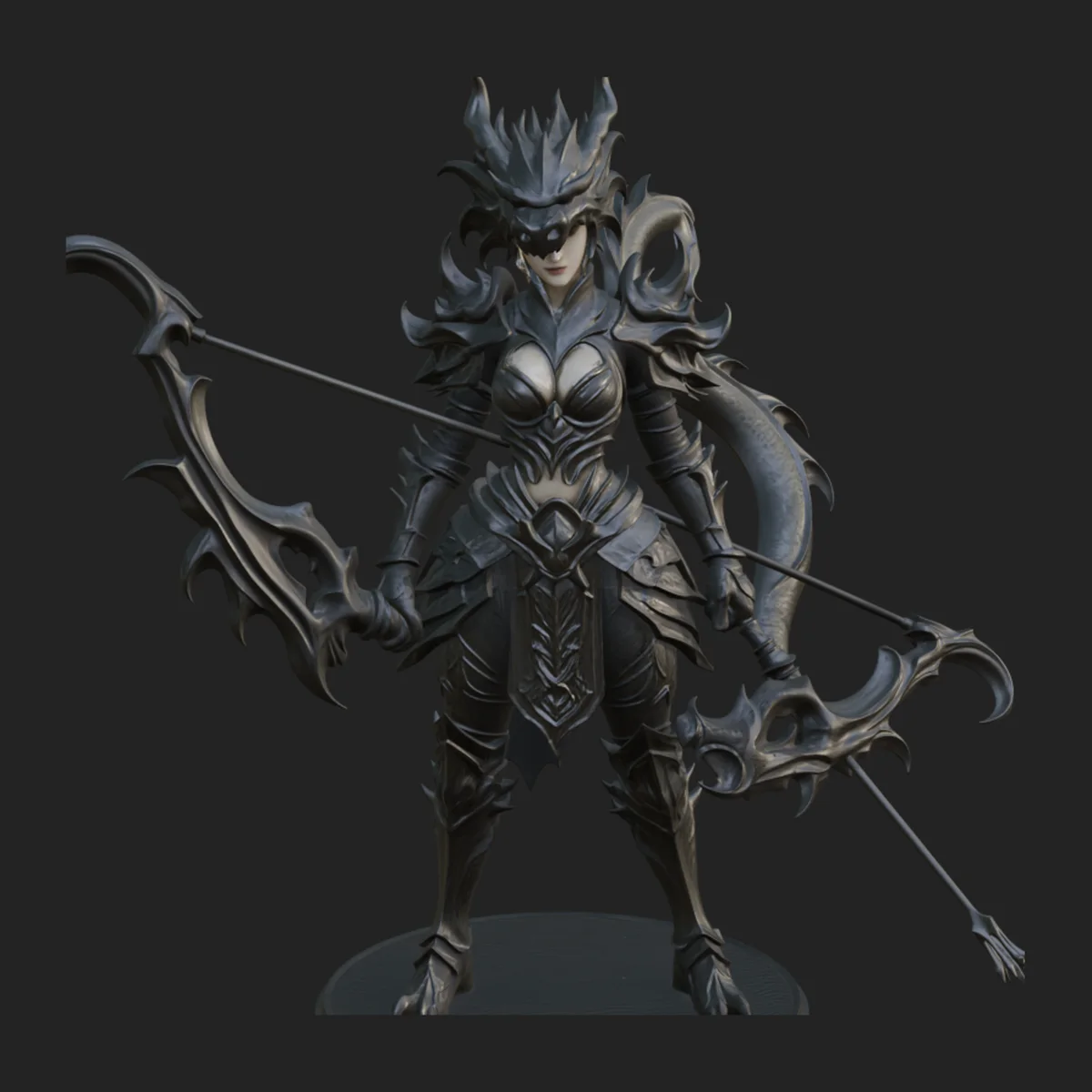 Dragon Archer Woman Statue Design 2