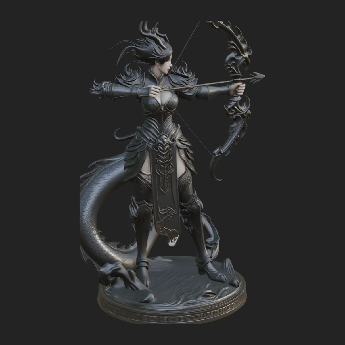 Dragon Archer Woman Statue Design 3