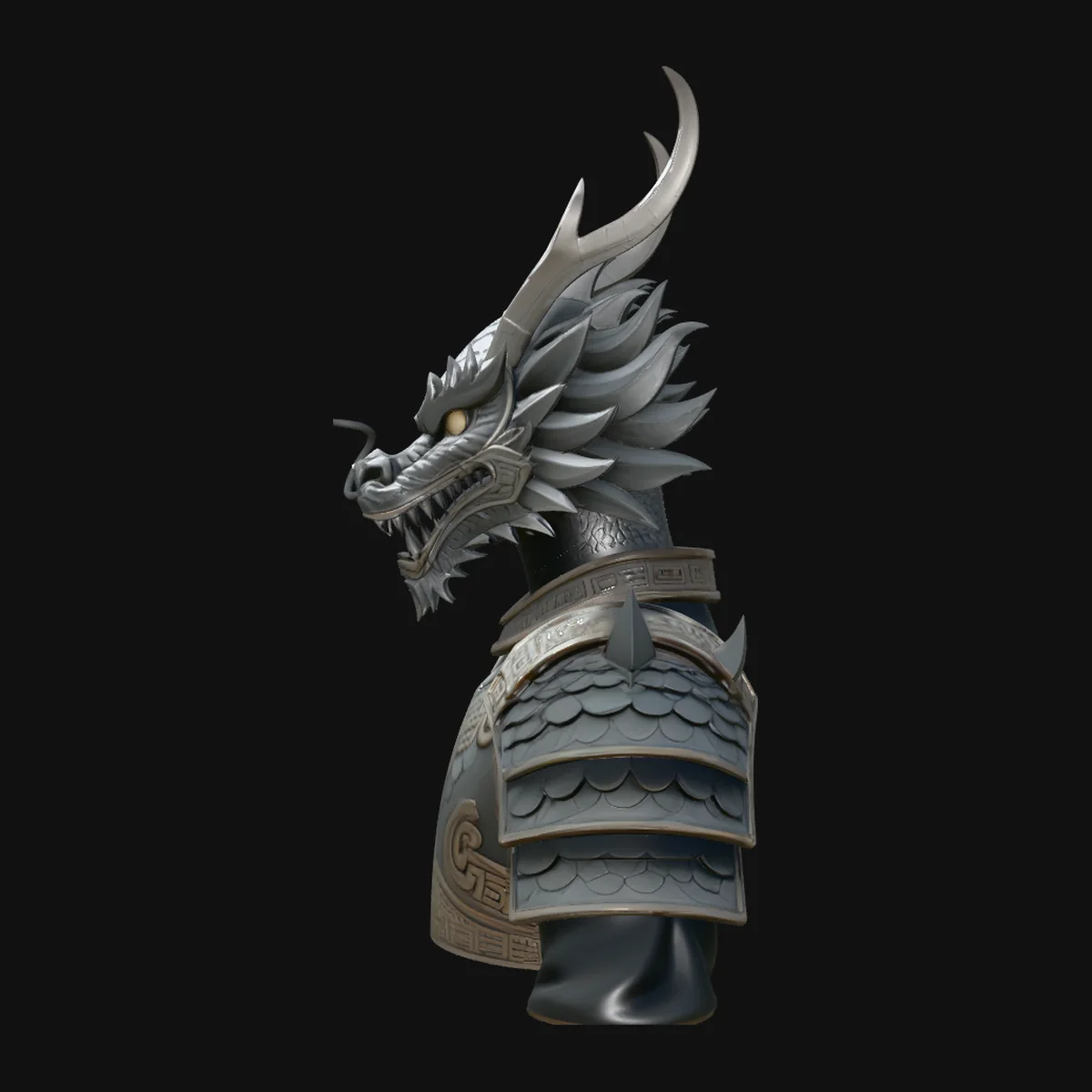 Dragon Head Armor Bust Statue Design 1