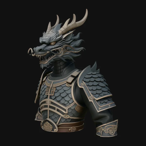 Dragon Head Armor Bust Statue Design 2