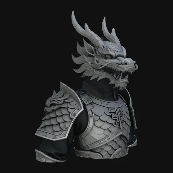 Dragon Head Armor Bust Statue Design 3