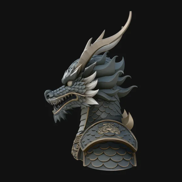 Dragon Head Armor Bust Statue Design 4