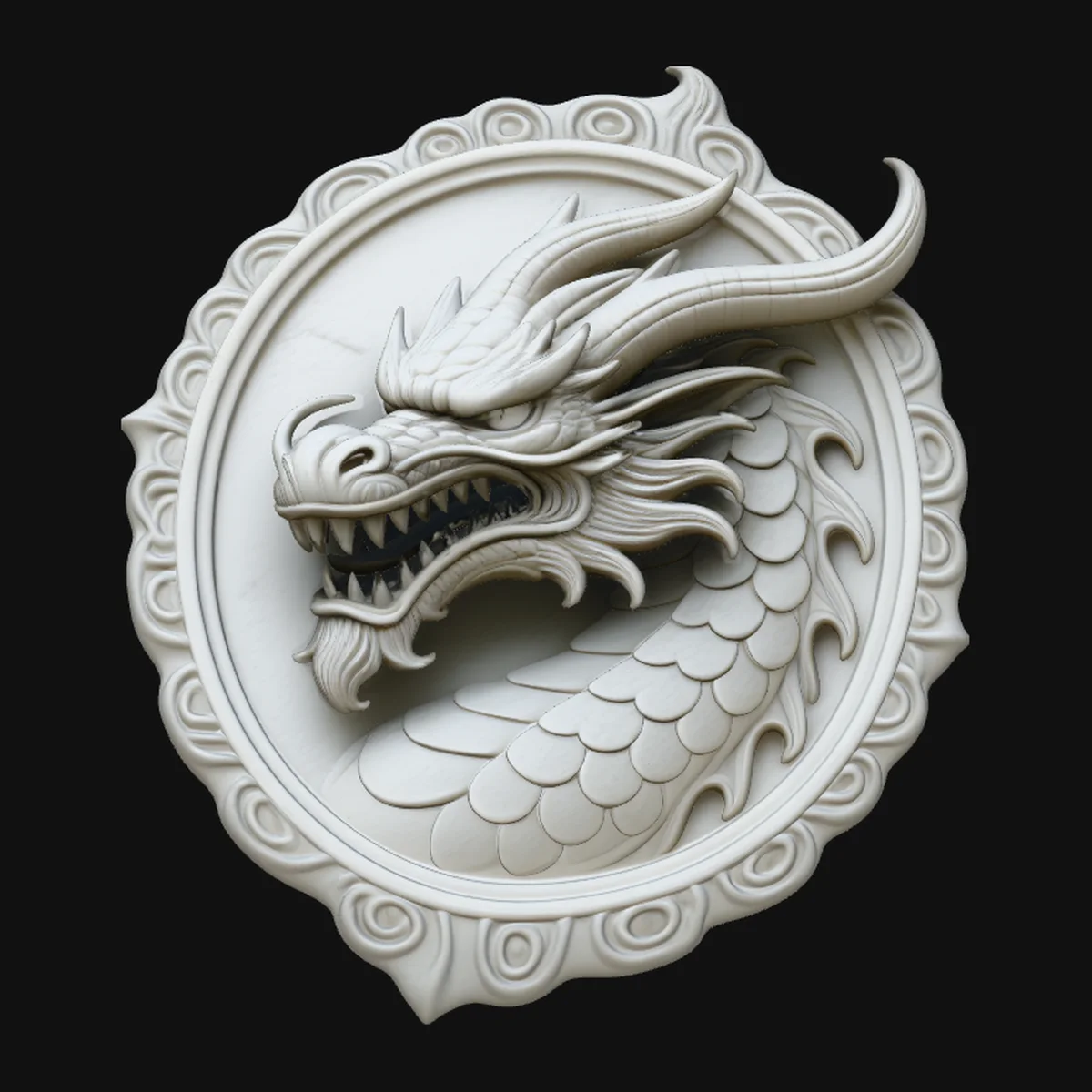 Dragon Head Relief Medallion Pendant Design 1