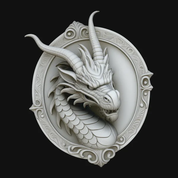 Dragon Head Relief Medallion Pendant Design 2