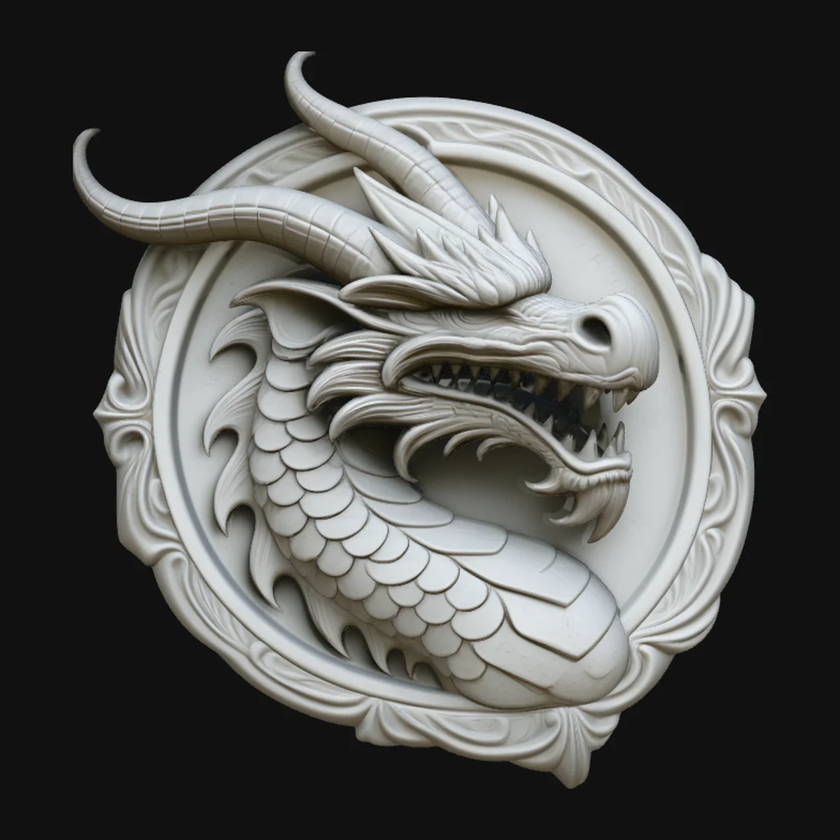 Dragon Head Relief Medallion Pendant Design 4
