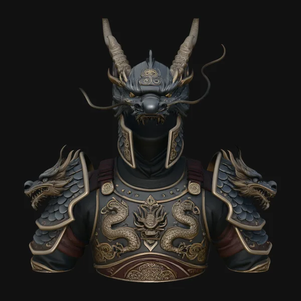 Dragon Helm Armor Bust Statue Design 1