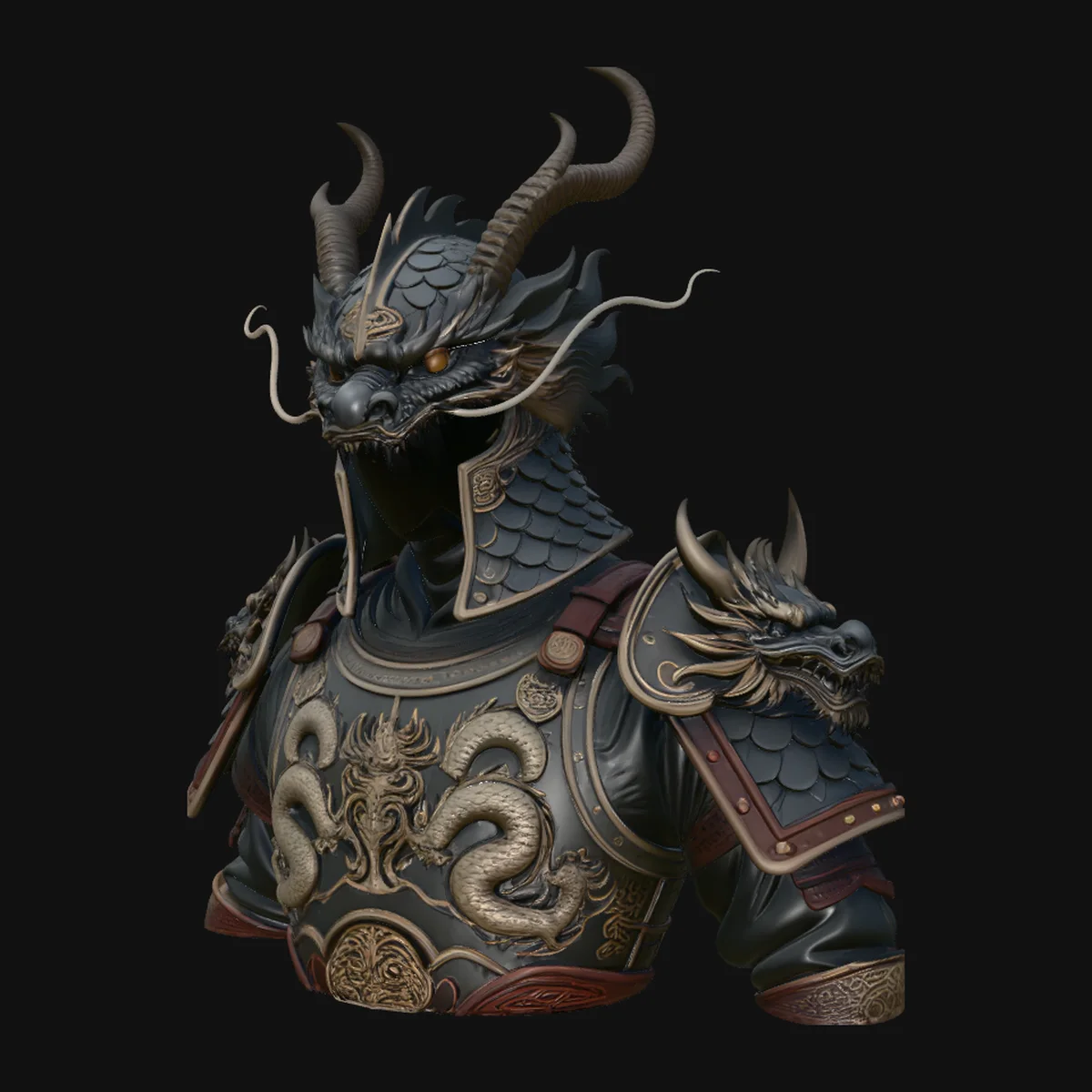 Dragon Helm Armor Bust Statue Design 2
