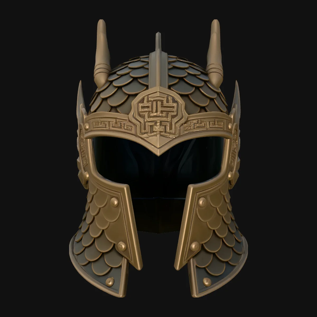 Dragon Scale Helmet Statue Design 1