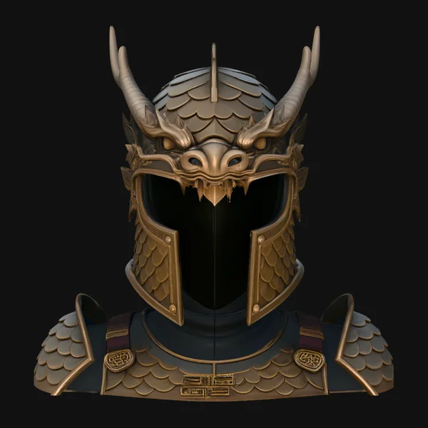 Dragon Scale Helmet Statue Design 3