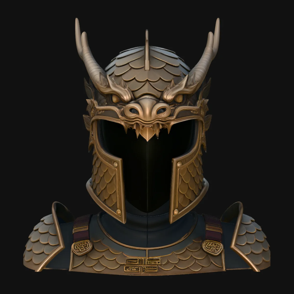 Dragon Scale Helmet Statue Design 3