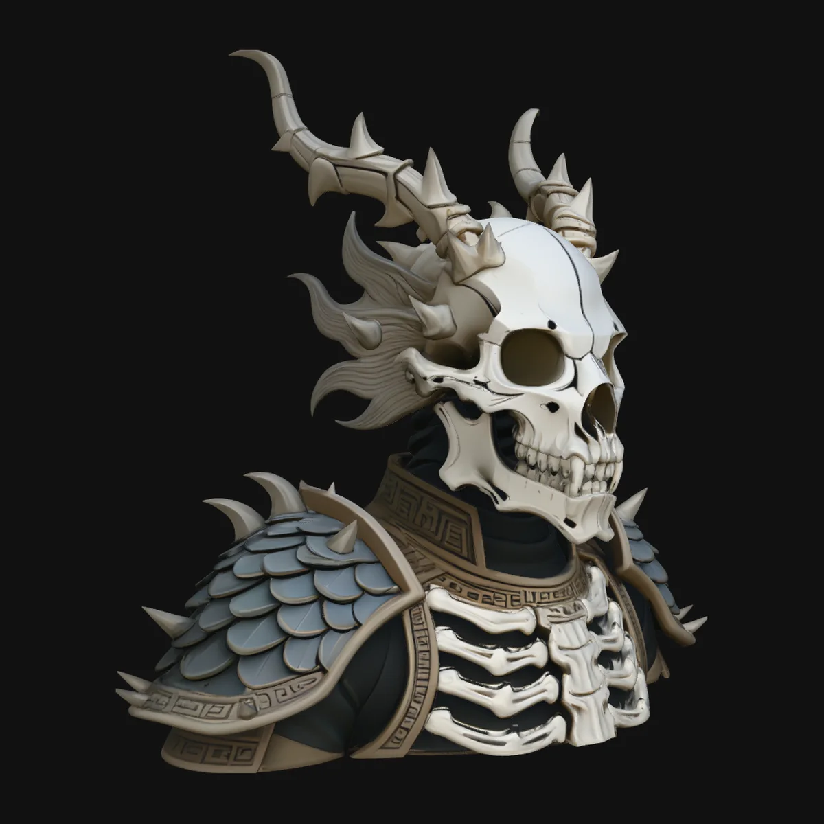 Dragon Skull Armor Bust Statue Design 1