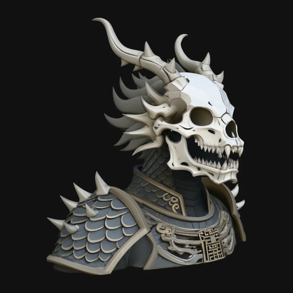 Dragon Skull Armor Bust Statue Design 2