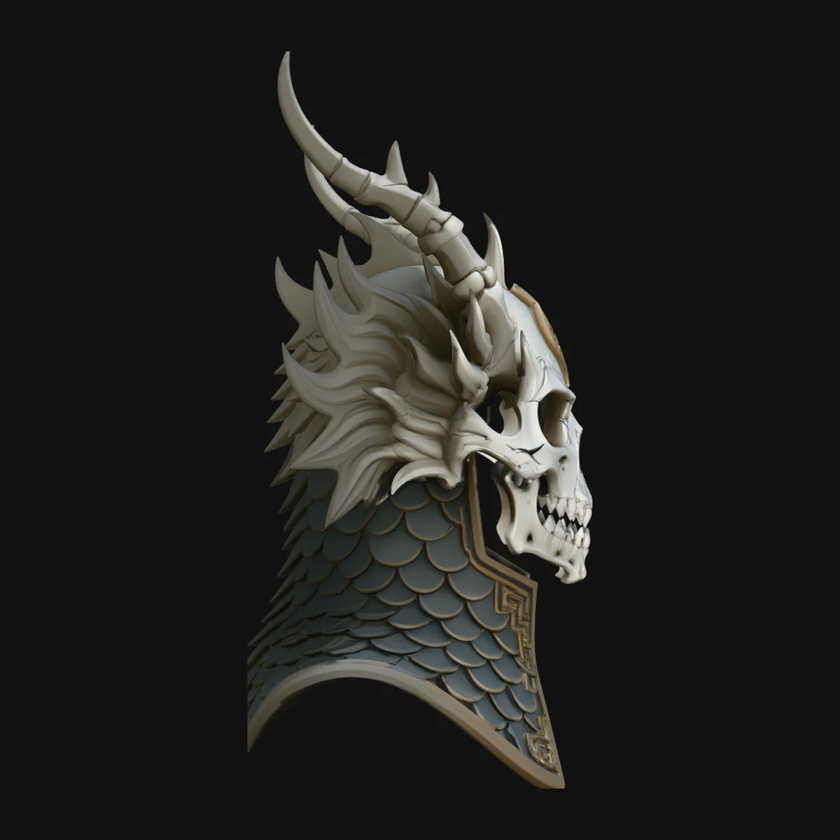 Dragon Skull Armor Bust Statue Design 3