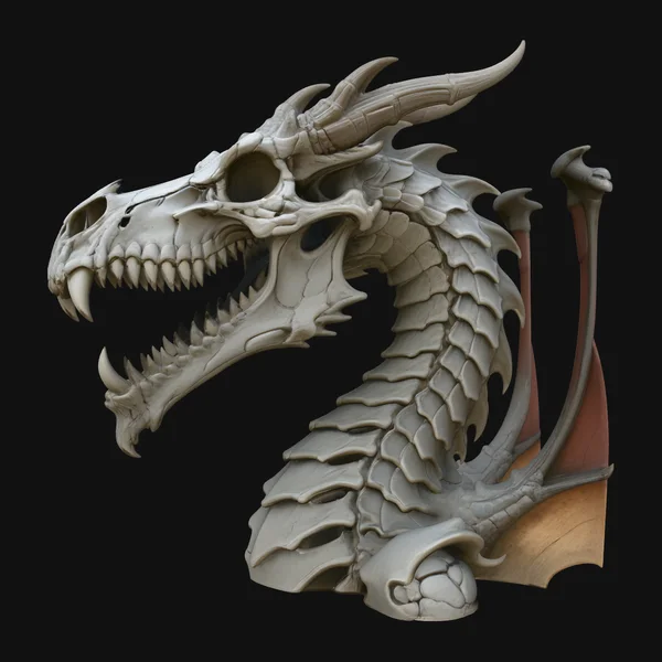 Dragon Skull Bust Statue Design 3
