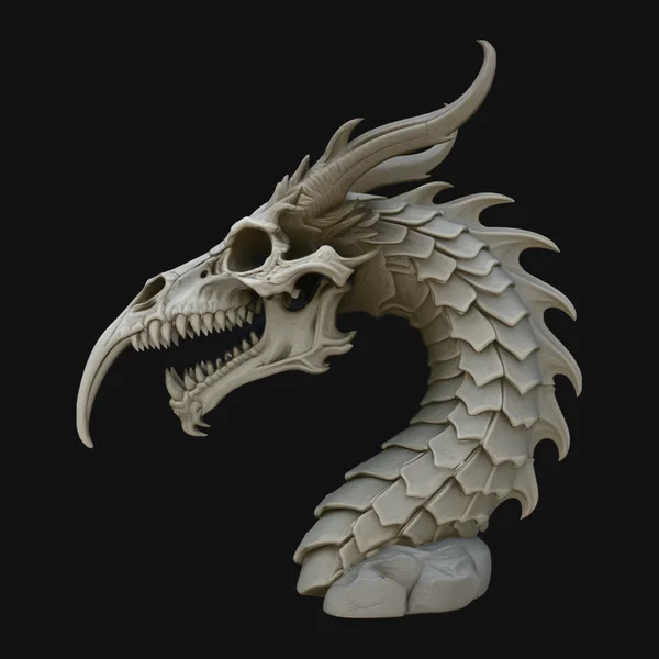 Dragon Skull Bust Statue Design 4