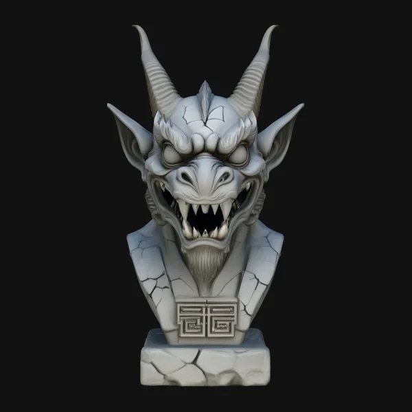 Dragon Skull Bust Statue Design 5
