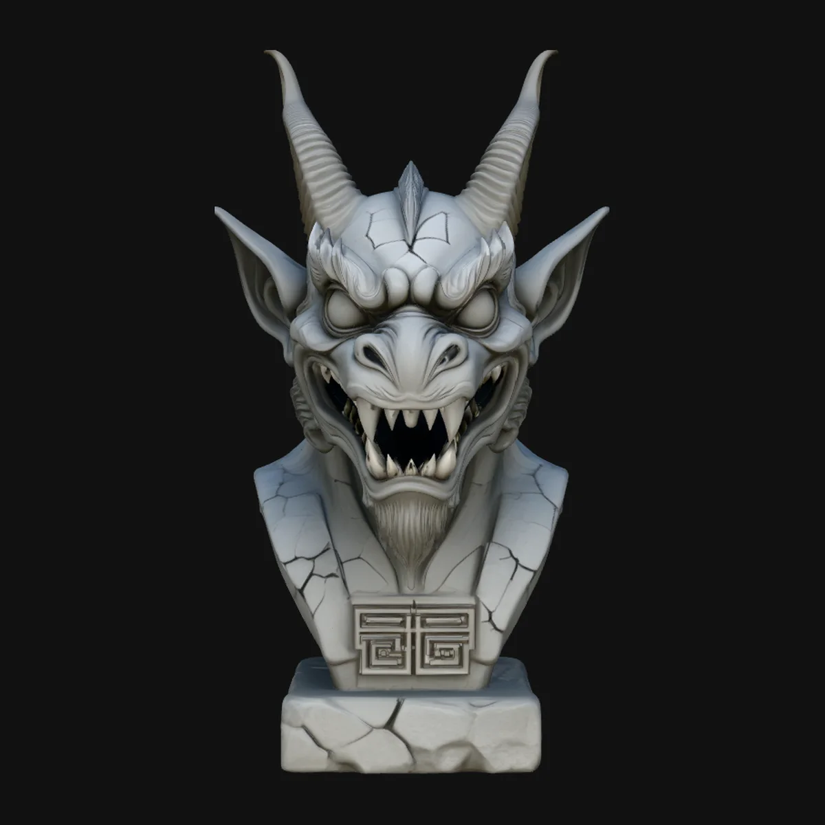 Dragon Skull Bust Statue Design 5