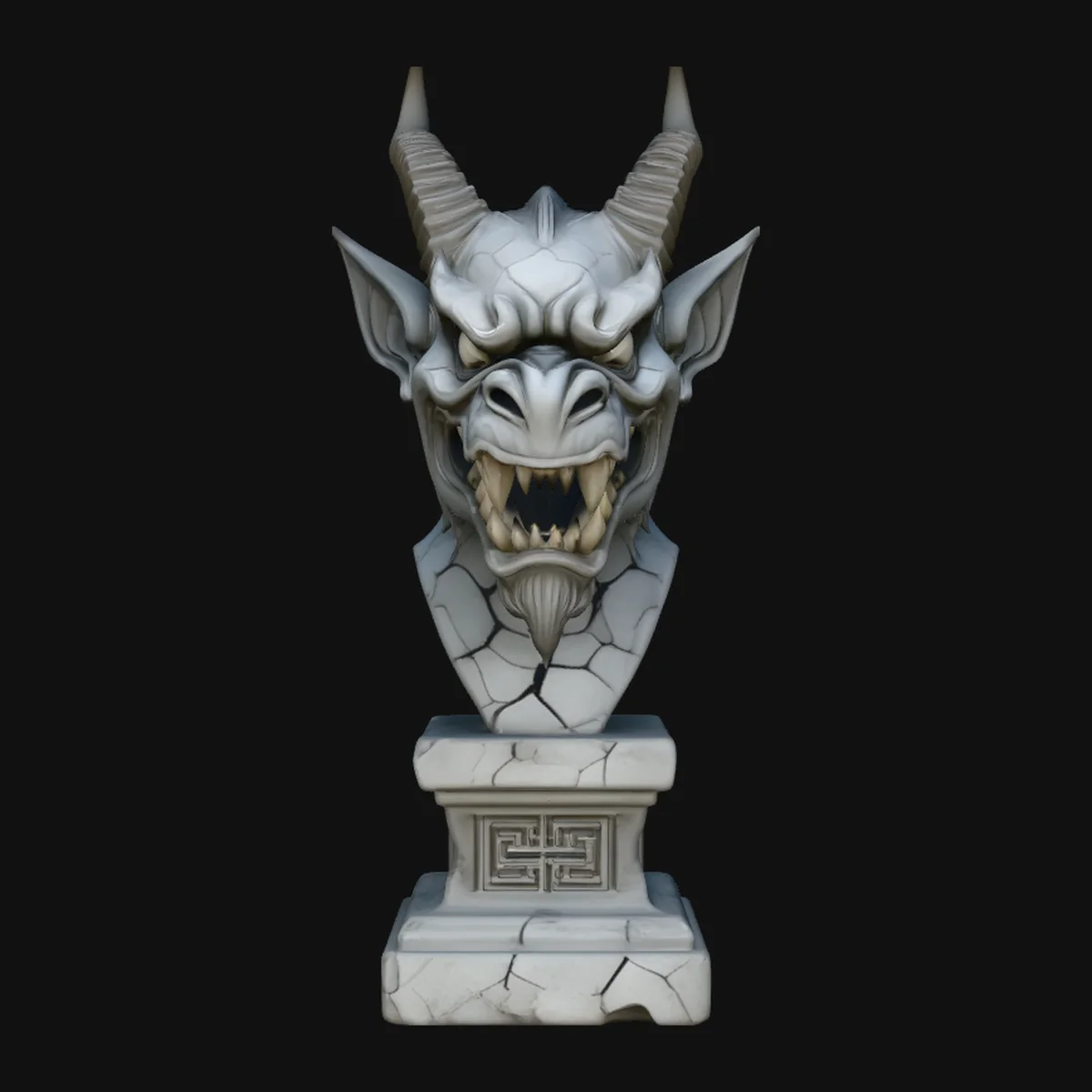 Dragon Skull Bust Statue Design 6