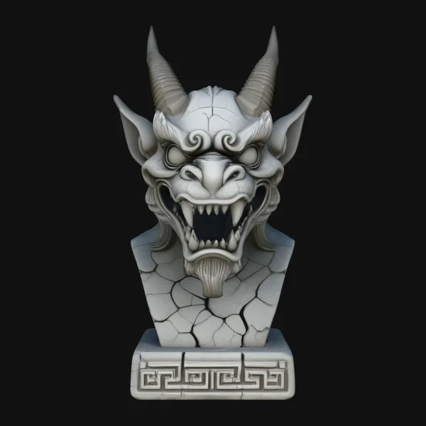 Dragon Skull Bust Statue Design 7