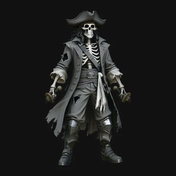 Dual-Blade Skeleton Pirate Statue Design 2