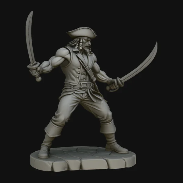 Dual-Sword Pirate Captain Statue Design 7